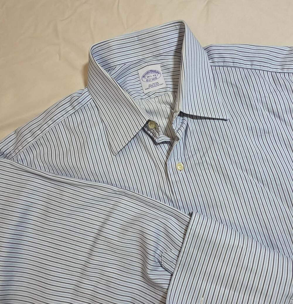 Brooks Brothers Blue White Striped Long Sleeve Dress Shirt Size 16.5-33
